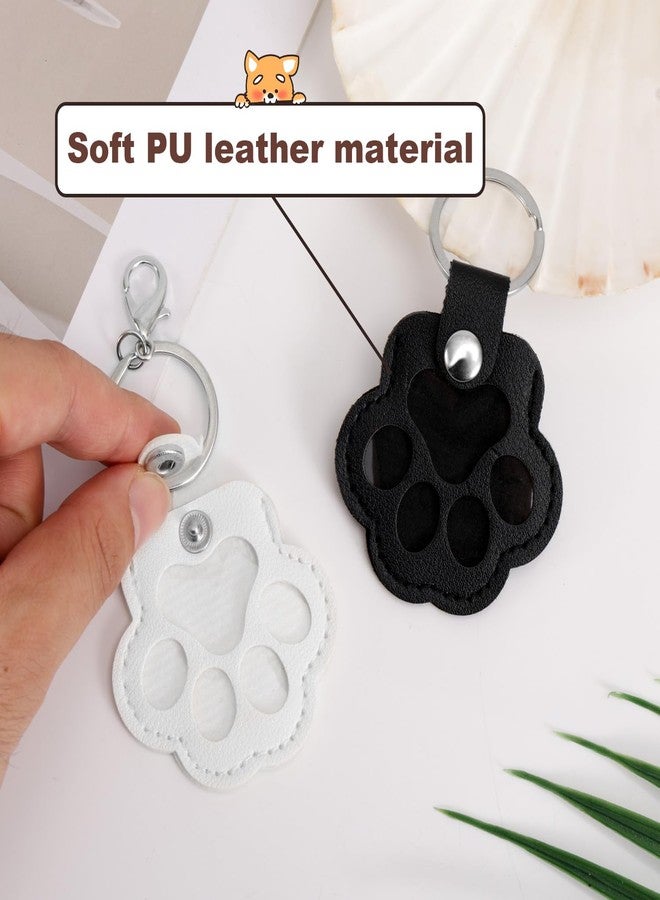 Penitue 2pcs Dog Hair Keychain, Leather Pet Memorial Key chain Cute Pet Fur Memory Keepsake Holder Collector Storage Keeper Charm Gifts Collection for Bag & Purse Decoration (Black, White) - Image 4
